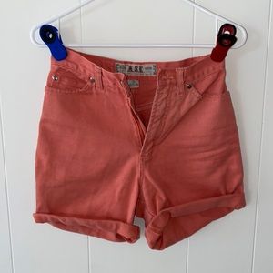 Salmon mom jean shorts